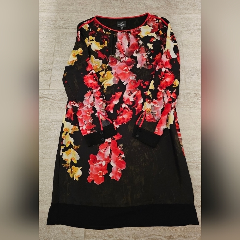 Adrianna Papell Flowered Dress sz 6 - Picture 2 of 5
